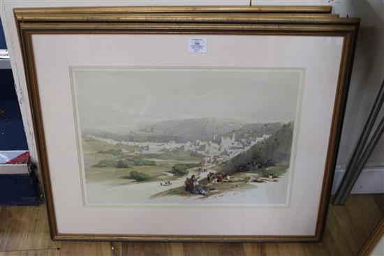 After David Roberts (1796-1864), five coloured lithographs, together with two similar smaller prints 37 x 52cm